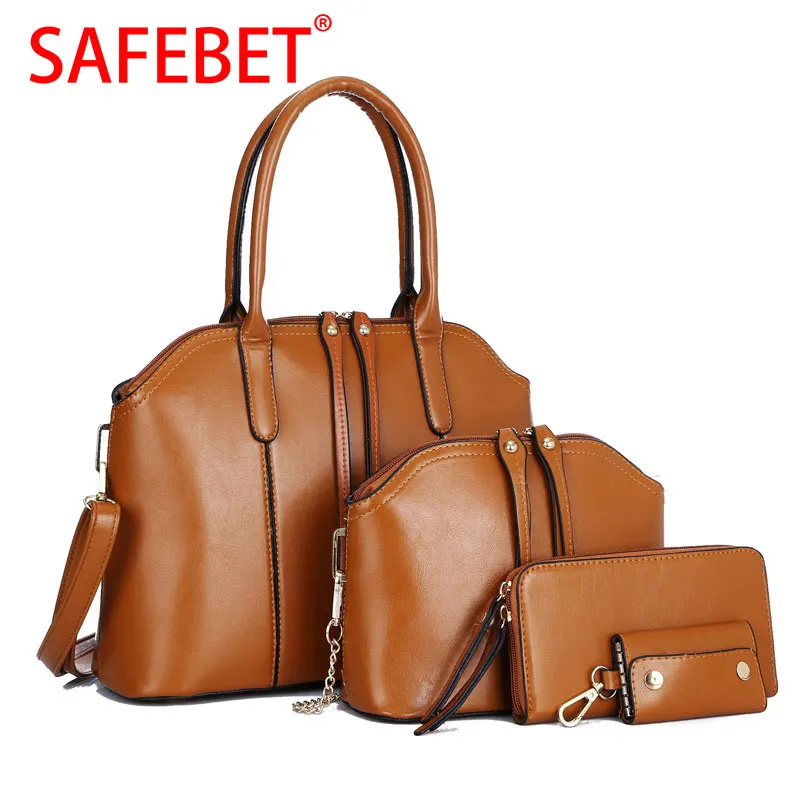 

SAFEBET Brand handbags Fashion New oil skin shell four-piece mother bag European and American fashion handbags Messenger bag
