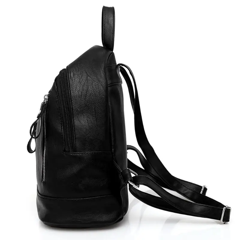 Женский рюкзак из искусственной кожи черного цвета, водонепроницаемый рюкзак, женские школьные сумки, рюкзак для девочек-подростков