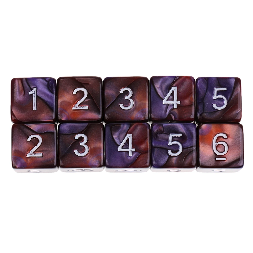 

High Quality 10pcs Acrylic 6 Sided Dice D6 16mm Polyhedral Dice for Dungeons and Dragons MTG RPG Table Games Education Kids Toys