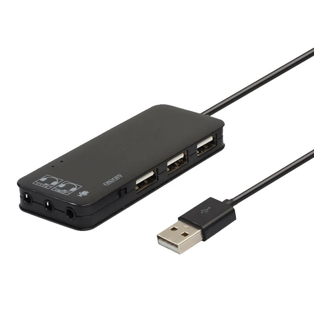 

Hub USB 2.0 Interface External 7.1CH Sound Cards 3-Port USB 2.0 Headphone Mic 7.1CH Sound Adapter Multi Ports Splitter