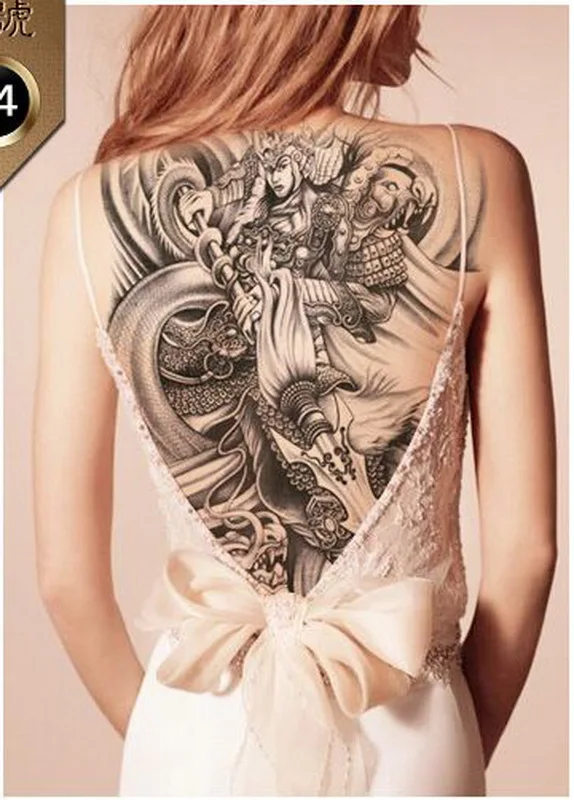 48 см* 34 см, водостойкая временная татуировка, наклейка для девушек, полная татуировка на всю спину, большой размер, большие поддельные татуировки для женщин Geisha Skulln, аниме - Цвет: X14