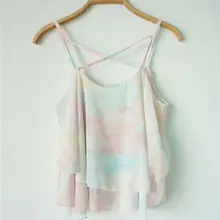 Модные женские туфли пикантные летние Повседневное шифоновые топы без рукавов T54