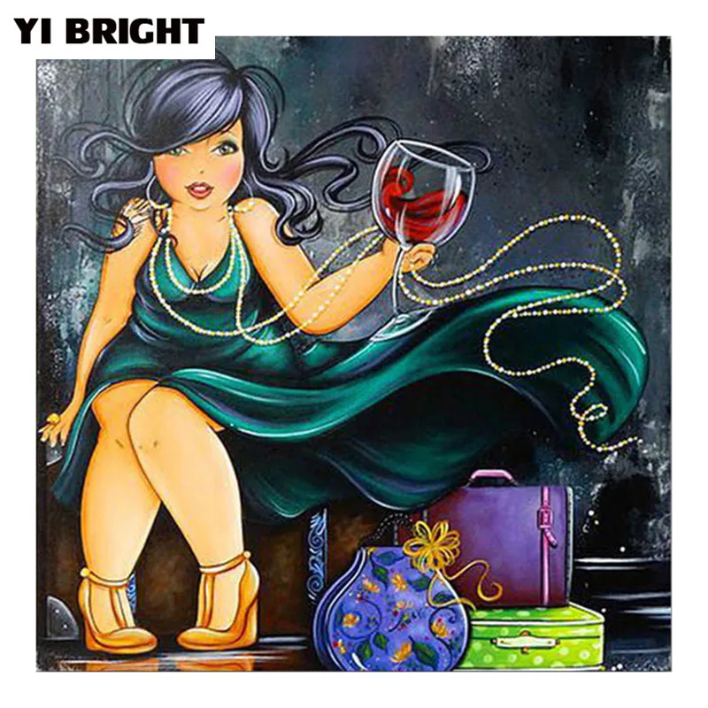 Diamond Painting Fat Lady Full Square Embroidery Cartoon Sexy Women Round Wall Stickers Gifts | Дом и сад