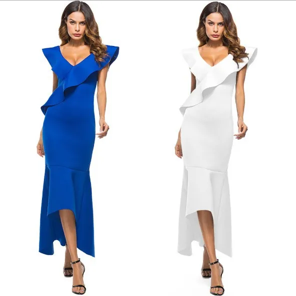 

2019 European And American Women's Sexy Dress Halter Irregular Fishtail Temperament Dress