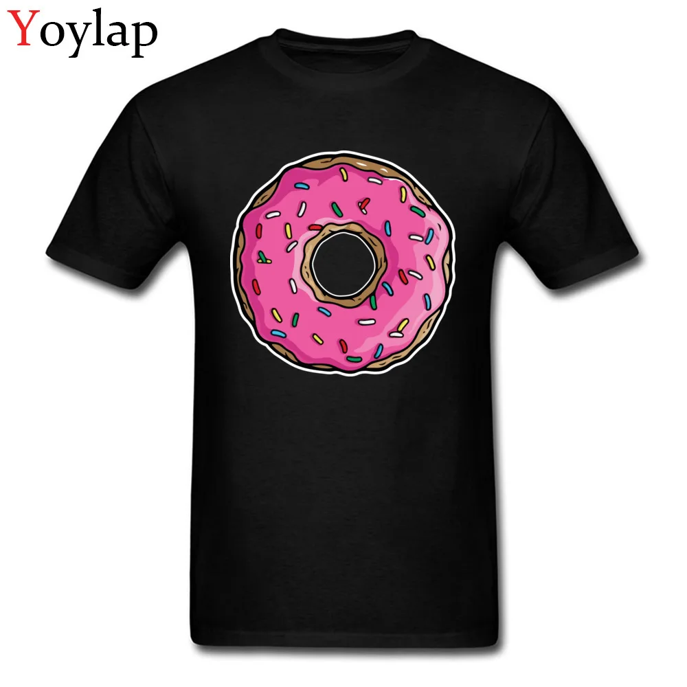 Mens Tops Shirt Cute Slim Fit T-shirts 100% Cotton Crew Neck Short Sleeve Street Donut Tee Shirts Top Quality black