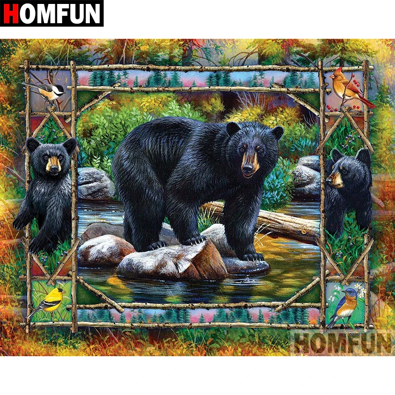 Алмазная 5D картина HOMFUN A09011 сделай сам полноразмерная/круглая вышивка Медведь с