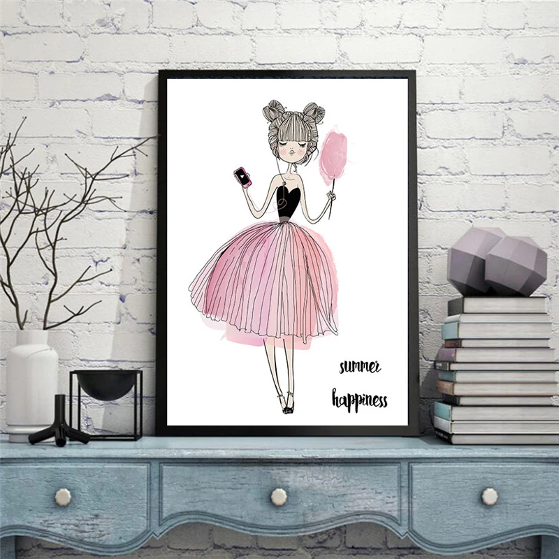 HAOCHU-Watercolor-Beauty-Girls-Canvas-Art-Poster-Giclee-Print-Painting-Cute-Wall-Pictures-for-Kids-Room (5)