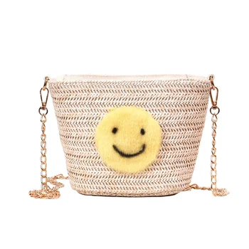 

2018 Hot Women Summer Smile Straw Bags Bohemian Female Flower Handbag Lady Fashion Chain Shoulder Bag Mini Knit Crossbody SS3317