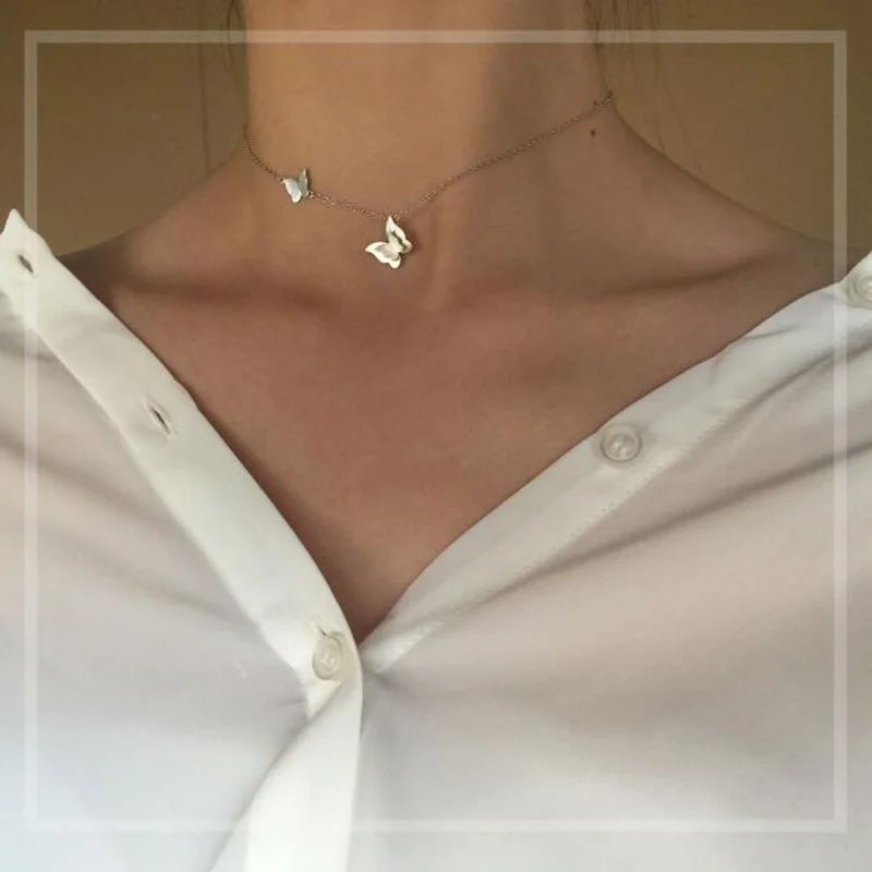 

100% 925 Sterling Silver Butterfly Necklaces & Pendants For Women Creative Lady Angel wings Fashion Jewelry angel wings