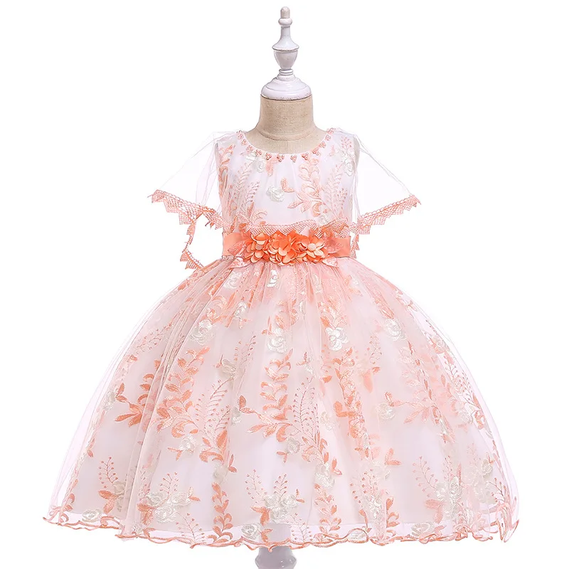 

Ballgown Lace Orange Flower Girl Dresses for Evening Party First Communion Dresses Ball Gown Kids Formal Wear