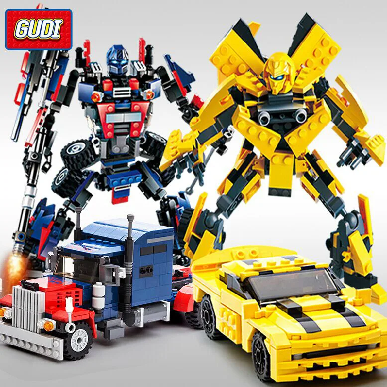 

2019 New 2-in-1 Transformation Serie Building Blocks Set Robot Car Truck Model Deformation Gudi Toy for boy compatible Legoings