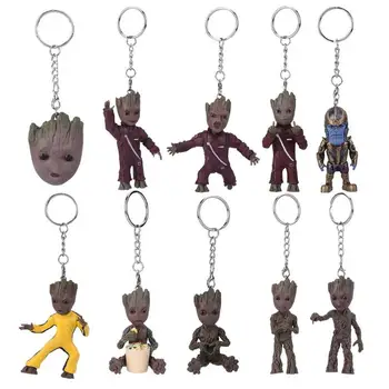 

PVC Cartoon Tree Man Hero Figure Car Keychain Key Chain Ring Hanging Pendant Decor Automovil Keyring Auto Accessories