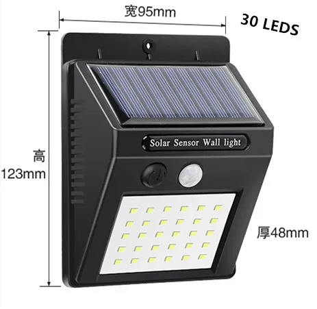 20/30/48 LED Solar Energy Lamp Outdoor Garden Courtyard Lamp Household Body Induction Waterproof Wall Lamp - Испускаемый цвет: 30 LEDS