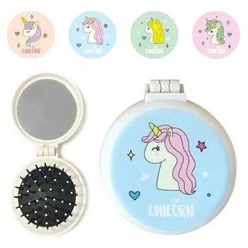 

1 Pc Makeup Comb Hair Brush Pro Styling Tool Portable Mini Folding Comb Airbag Massage Round Travel Hair Brush With Mirror New