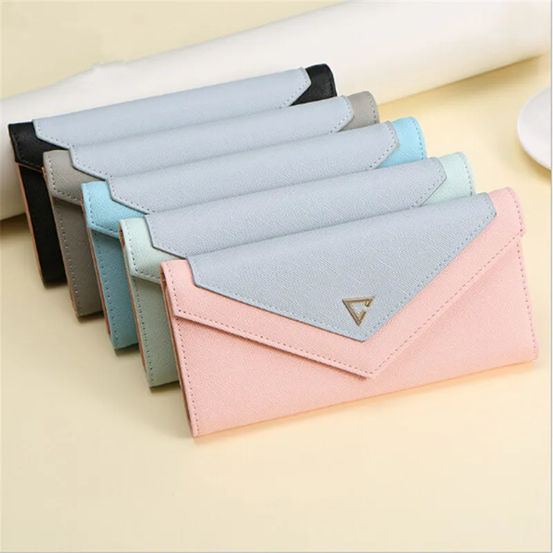 

New Geometric Envelope Clutch Wallet For Women PU Leather Hasp Fashion Design Wallet For Phone Money Bags Coin Purse