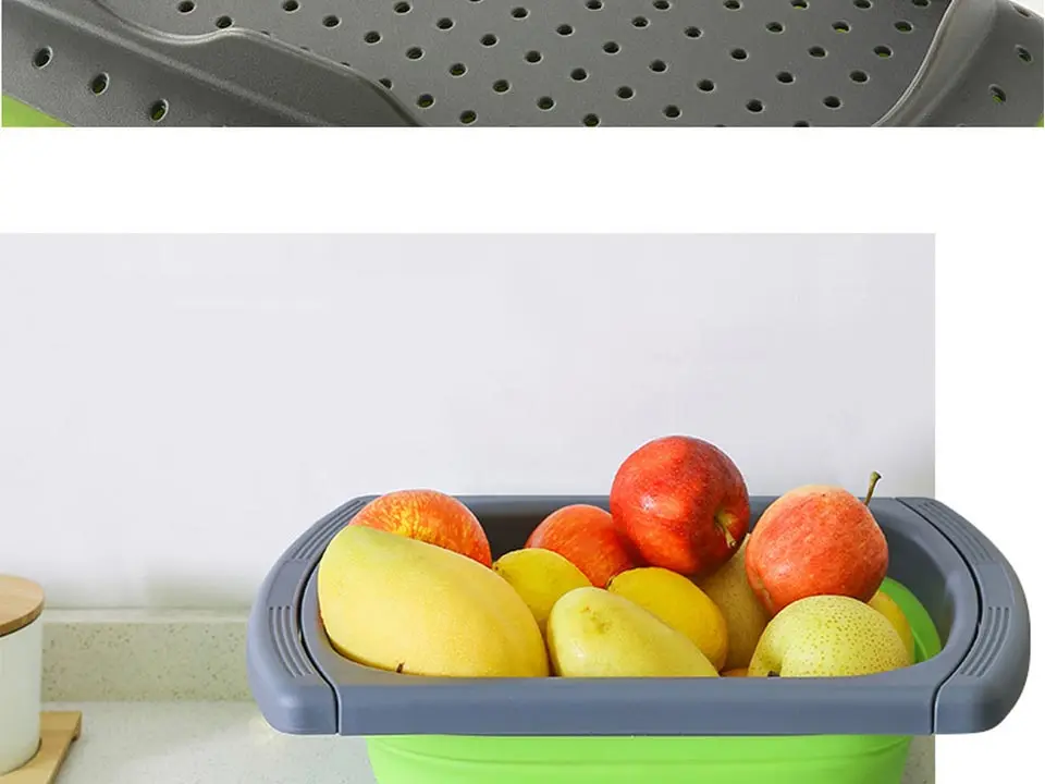 Силиконовые телескопические складные дренажные корзины кухонные аксессуары Vegtable& дуршлаг для фруктов ситечко с выдвижными ручками