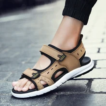 BVNOBET/летние мужские сандалии большого размера; новые удобные пляжные кожаные туфли в британском стиле; Модные мужские повседневные Нескользящие сандалии на плоской подошве; Sandale Homme