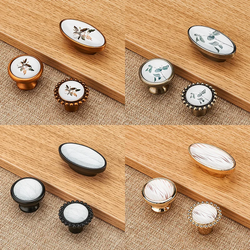

American Drawer Cabinet Handle, Vintage Wardrobe Door Shoe Pull, Zinc Alloy Ceramic Locker Glass Furniture Single Hole Knob