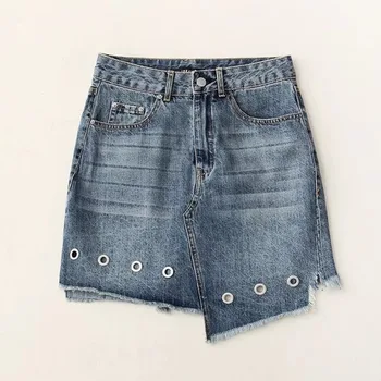 

Denim Women Skirt Moda Button Jeans Pockets Girls Summer Clothes Street Skirts Femme 2018 WS6523U