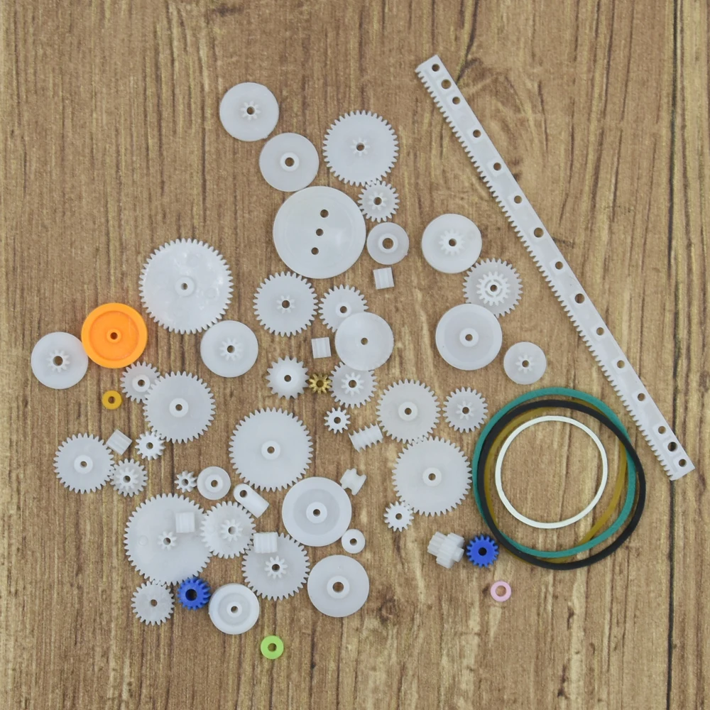 

60pcs Multi Type Plastic Gear Set DIY Rack Pulley Belt Worm Single Double Gear Child Toy Car Robot Boat DIY Model Accessories