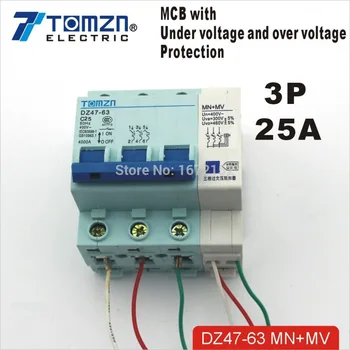 

3P 25A MN+MV 400V~ 50HZ/60HZ MN+MV MCB with over voltage and under voltage protection Mini Circuit breaker