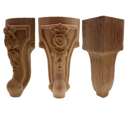 Furniture legs Floral Wood Carved Decal Corner Appliques Frame Furniture Woodcarving Decorative Wooden Figurines Crafts Home