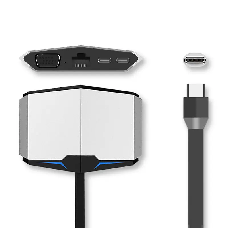 AJIUYU USB C до HDMI конвертер VGA USB-C концентратора Thunderbolt 3 до RJ45 Card Reader PD USB 3,1 для MacBook pro 2016/2017 Тип c аудио