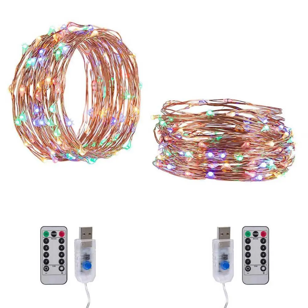 

New Year Christmas Garland Waterproof Copper Wire LED String Lamp Fairy USB lights 5m/10m/20m Length for indoor Decorations