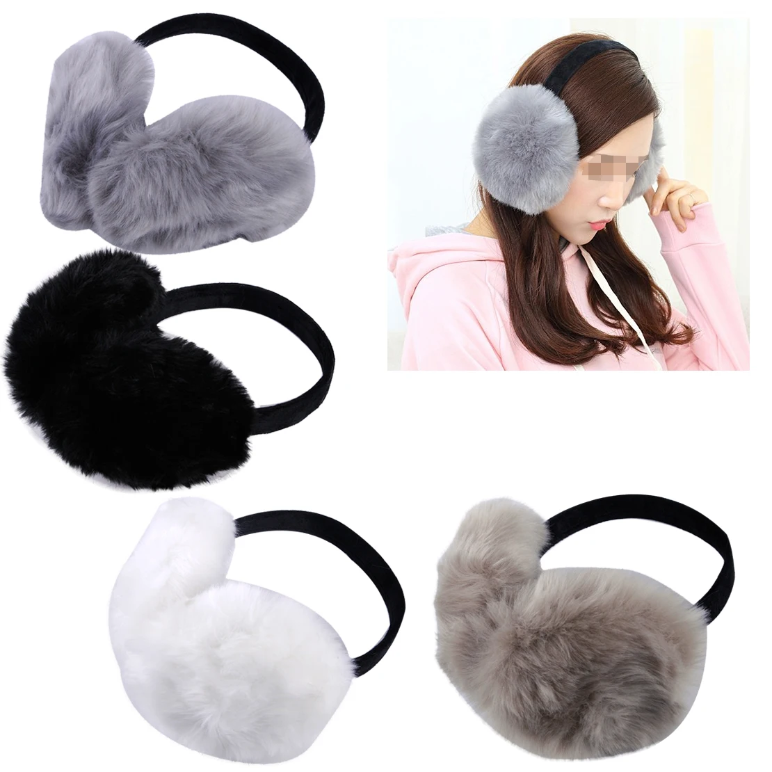 

Women Winter Earmuff Genuine Farm Imitation Rabbit Fur Earmuffs Ear Cover Warmer Ear Muff Earlap Headband