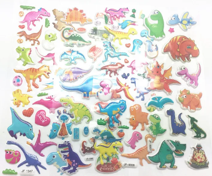 6Sheets/Lot Christmas Gift Ideas Cartoon 3D Bubble Sticker dinosaur Birthday Party Presents Stickers Supplies | Дом и сад