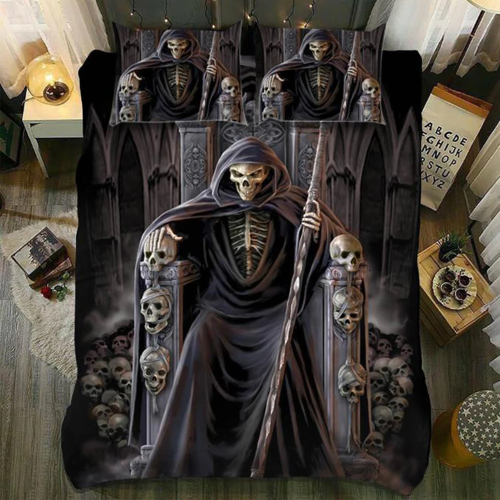 Дропшиппинг King size кровать 3D сахарный череп пододеяльник наволочка AU queen judement_skull постельный комплект серповидный трон немертвеца - Цвет: TM2020