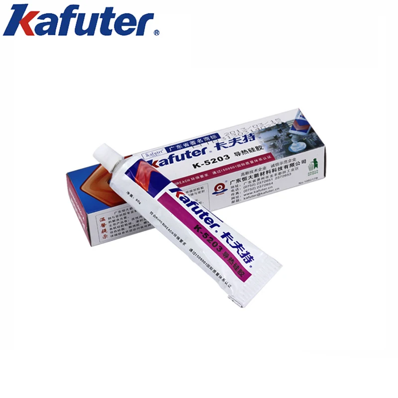 

Kafuter 80g k-5203 LED thermal conductive silicone CPU bonding adhesive thermal silica coefficient 1.2 white free shipping