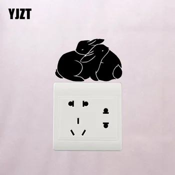 

YJZT Funny Switch Sticker Wall Vinyl Decal Rabbits Couple Animals Bedroom Decor Love Family 17SS0119