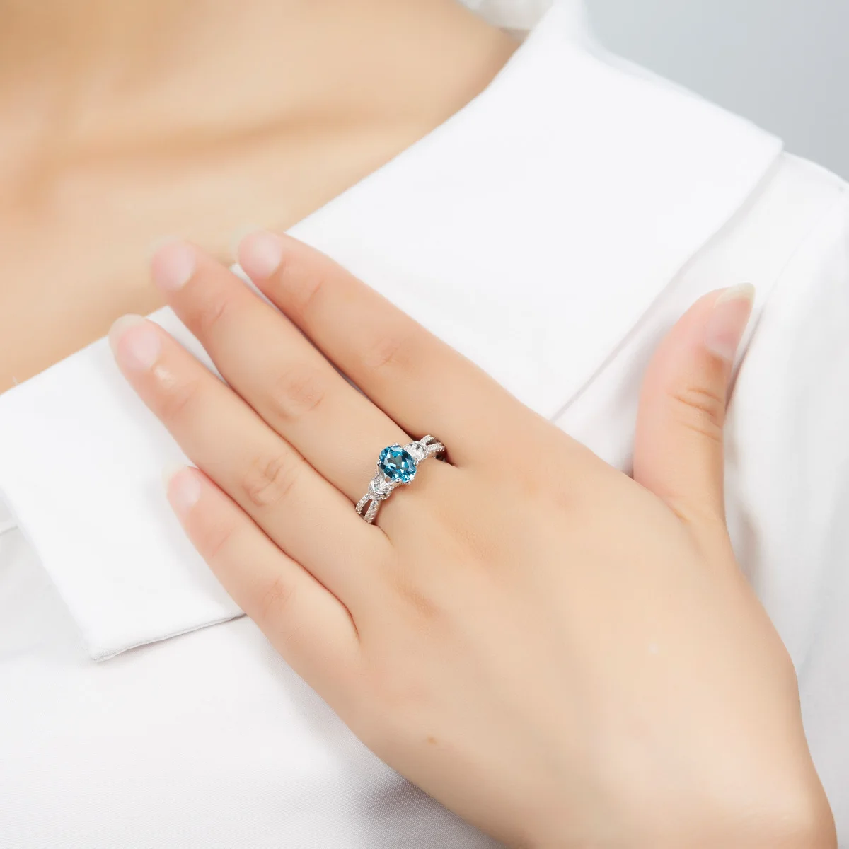 

Hutang Genuine London Blue Topaz Ring Solid 925 Sterling Silver Gemstone Fine Jewelry Promise Rings for Women Xmas Gift 2017