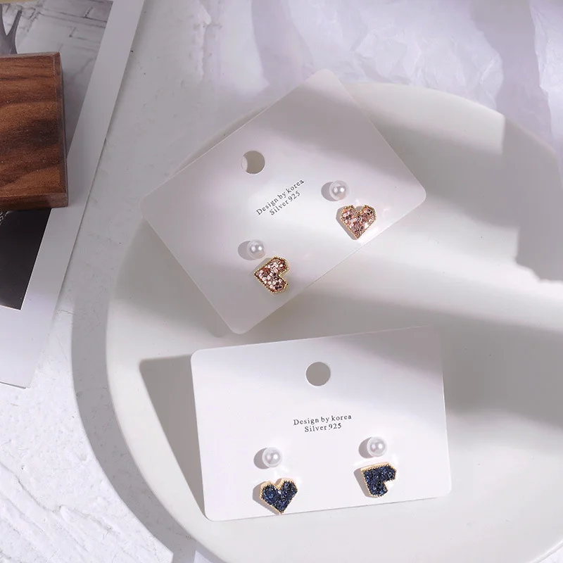 

MENGJIQIAO 2019 New Korean Cute Simulated Pearl Heart Shape Stud Earrings For Women Mini Brincos 4pcs/Set Girls Jewelry Gifts
