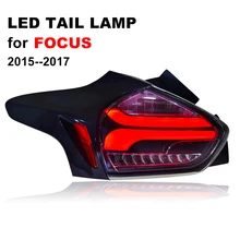 Светодиодный хвост лампа для ford foucs 2015 2016 2017 курил черный светодиодный фонарь с желтым поворота сигнала и красный стоп