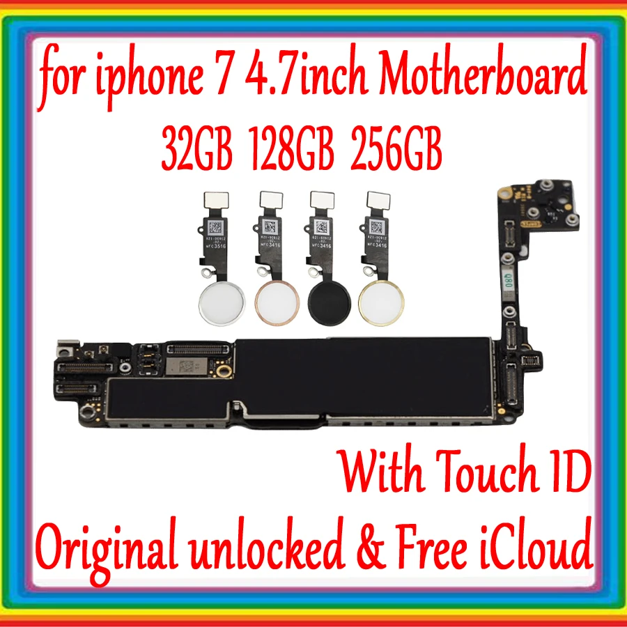 Чистая iCloud для iphone 7 4 дюймовая материнская плата с/без сенсорного ID 100%