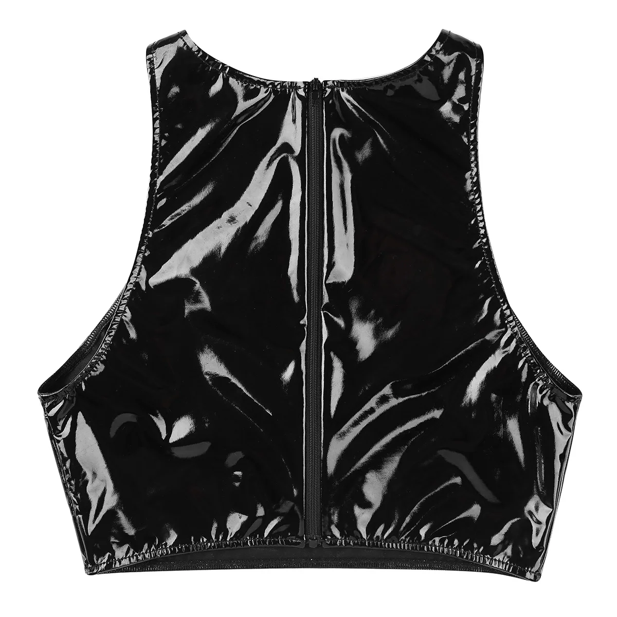 Модные женские Wetlook из искусственной кожи без рукавов с открытым бюстом открытые