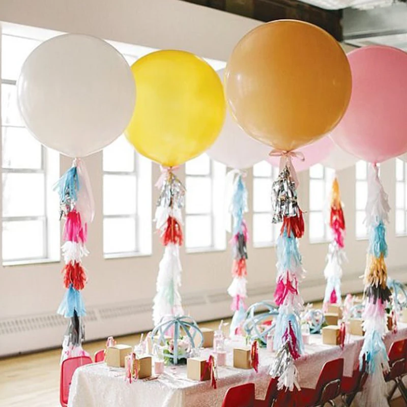 15pcs Tissue Tassels Balloon Banner For Summer Theme Birthday Party Decoration Green Blue Color Baby Shower Balloons Accessories