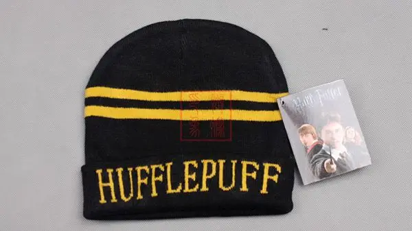 Вязаная шапка в полоску с изображением Гарри поттари Поттера; карнавальный костюм; подарок на Хэллоуин; Slytherin/Gryffindor/Ravenclaw/Hufflepuff; шапка Гарри - Цвет: Черный
