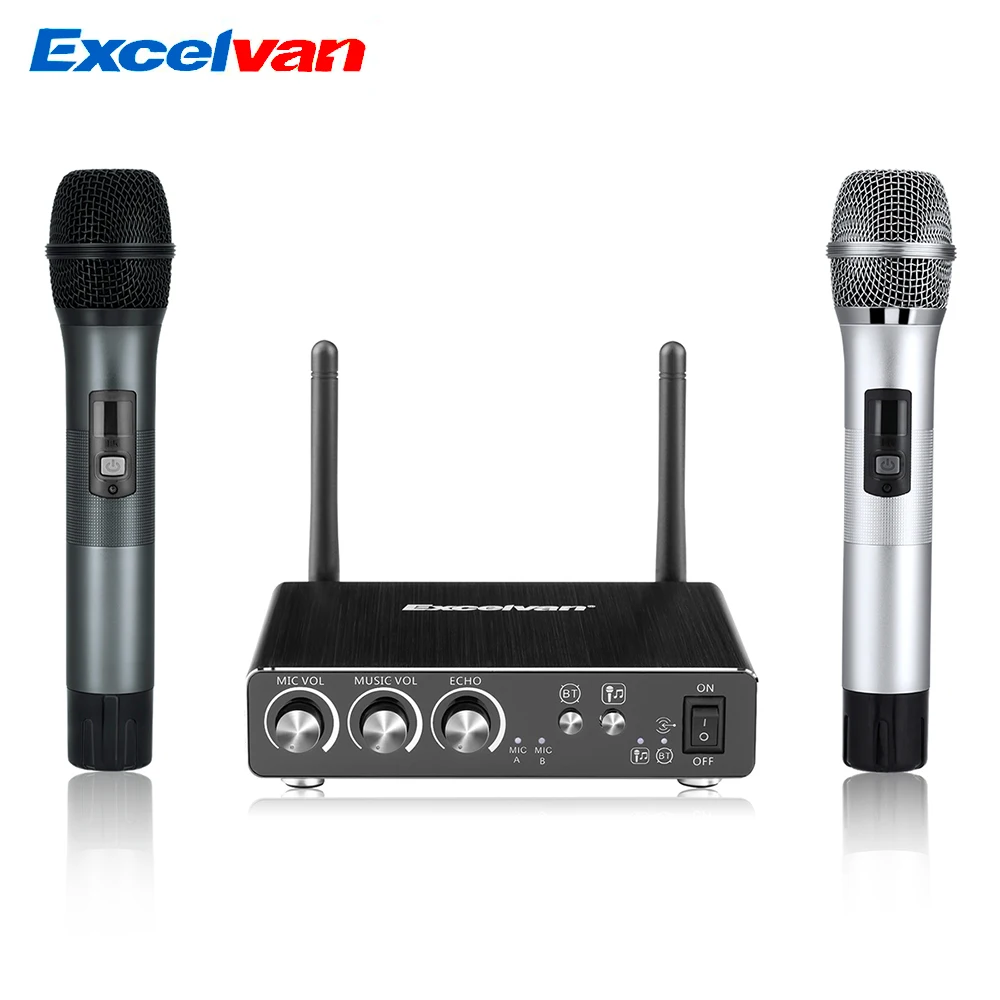 

Excelvan K28 Wireless Microphones Receiver Box High-end Microphone Bluetooth For Adjustable Echo Volume Digital Audio Modulation