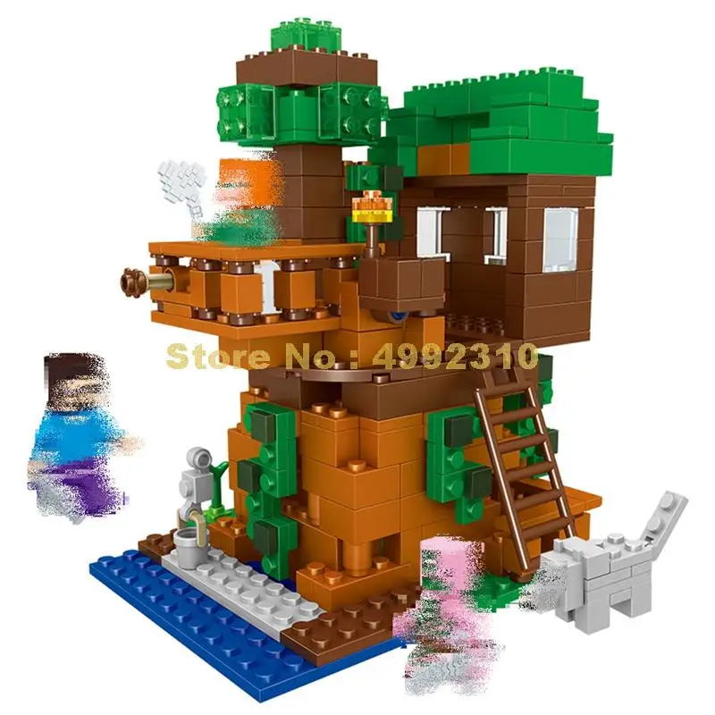 

79350a 386pcs my world jungle tree house scene lele building block 21125 Bricks Toy