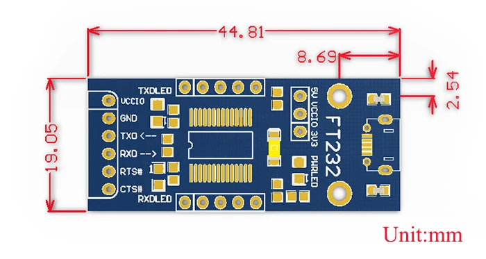 Waveshare FT232 USB UART плата(микро) FT232RL модуль комплект поддерживает Mac, Linux, Android, Windows макетная плата