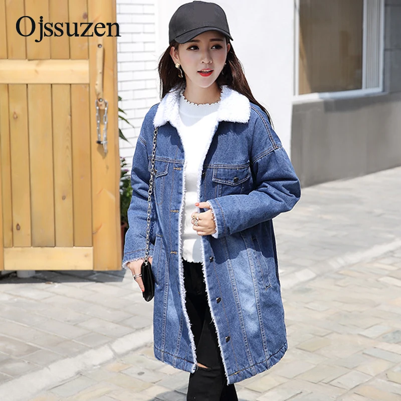 

BF Style Long Sleeve Warm Winter Coat Women Lamb Wool Jacket Vintage Hooded Loose Thick Jackets Winter For Women's