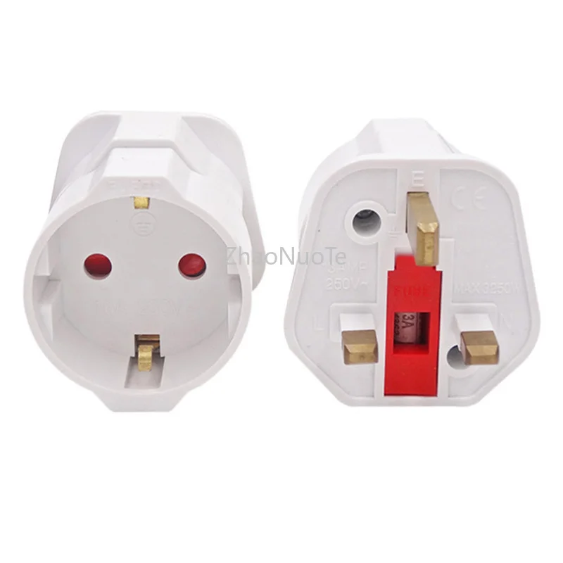 

2pcs GS To UK Plug Electrical Sockets European Grounding Wire To British with Fuse Conversion Plug EU Socket To UK Plug