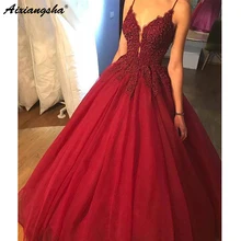 Спагетти ремень бордовое бальное платье вечернее платье с бусинами лиф формальное платье халат de soiree Вечерние платья Длинные
