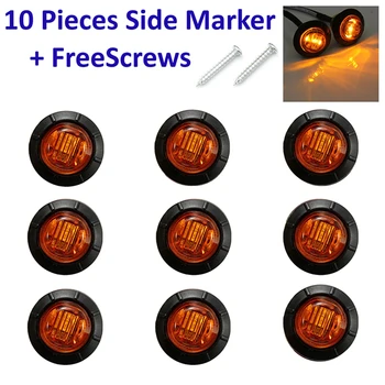 

RED/YELLOW/WHITE 10 PCS 3/4 Inch 3 Colors LED Side Makers Indicator Light For Car Motorcycle Trailer Caravan Truck 12-24V