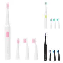 Водонепроницаемая USB звуковая электрическая зубная белая зубная щетка для чистки с 4 щеточными головками