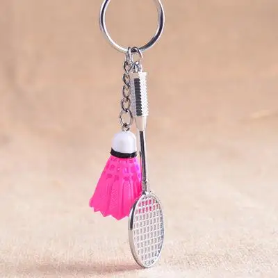 5pcs Charm Sports Keyring Pendant Badminton Racket Key Chain Portable 3d Keychain Holder Ring Car Bag Keyring Pendant Jewelry - Цвет: rose