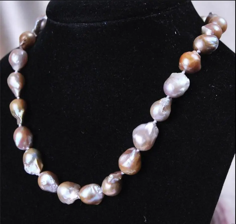 

Hot sale new Style >>>>>Rare 12-18mm Natural Lavender Baroque Pearl Necklace 18